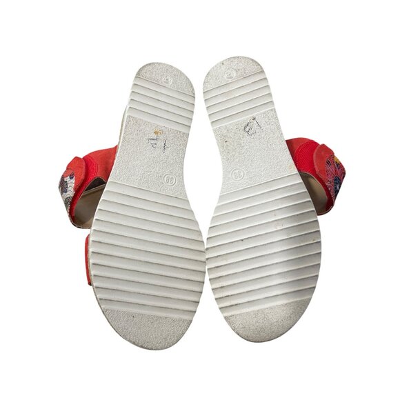 Spring Step Laveta Platform Wedge Sandal Italy Leather Red Floral EU 38 US 7.5-8 - Picture 9 of 9